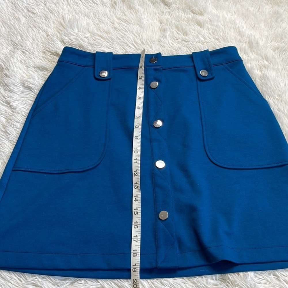 NY & Co 7th Ave Blue Mini Skirt - Picture 3 of 9